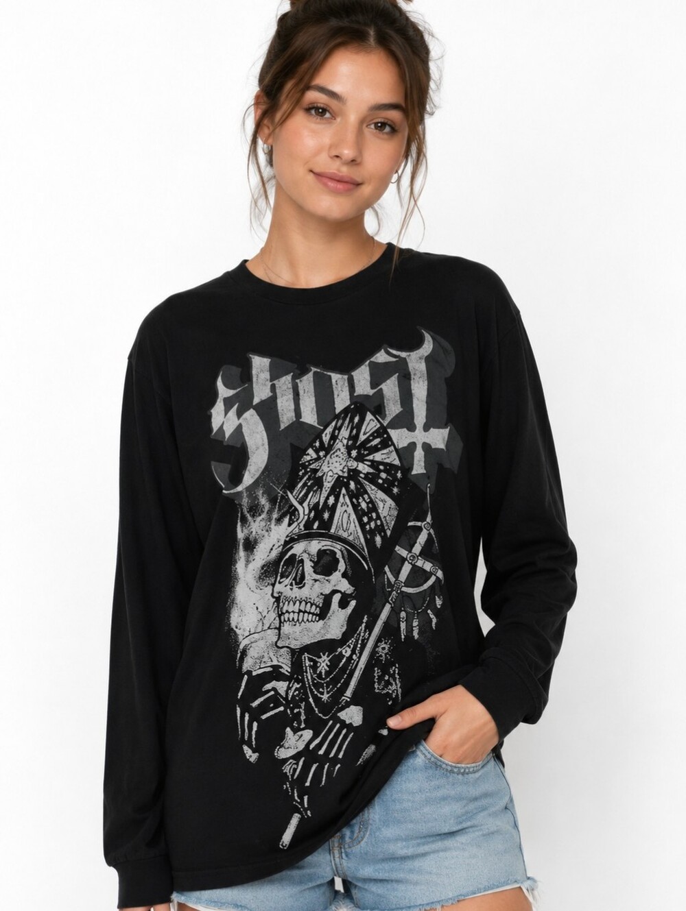Ghost Black Long-Sleeve Graphic Tee